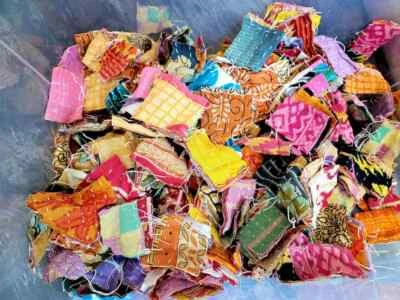 50pcs Kantha Fabric SNIPPET Pack-Kantha Scrap fabric-Scrap Junk Journal-Vintage - Image 1 of 4