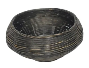 Pflanzgefäß Weidenkorb rund 4" hoch 5,63" Öffnung schwarz breit Mitte Aufbewahrung - Bild 1 von 8