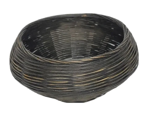 Planter Wicker Basket Round 4" Tall 5.63" Opening Black Wide Middle Storage Cover