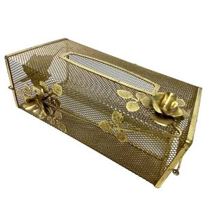 Gesichtstücher Box Halter Filigran Blumen Rose Draht Waschtisch Abdeckung MCM Metall Netz - Bild 1 von 11