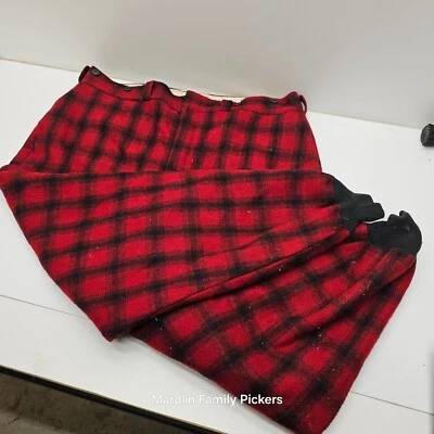 Woolrich Hunting Pants Mens Size 38 Red Black Plaid Wool Field Trousers Vtg - Image 1 of 4