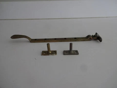 Reclaimed Vintage Solid Brass Window Stay Handle + 2 Pins -several available Cover