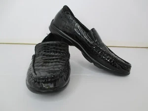 Essence by Aetrex Women's Kimberly Black Patent Leather Faux Croc Loafers 6 M - Picture 1 of 21