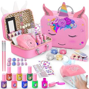 Kids Nail Polish Kit Unicorn Theme All In One Nail Art Set Safe Non Toxic - Picture 1 of 7