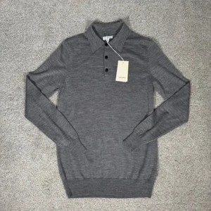 Sunspel Men's Long Sleeve Polo Shirt Merino Wool Grey Size XS BNWT (RRP £225) - Picture 1 of 12