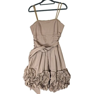 BCBG MaxAzria Strapless Dress Women size 2 Champagne Cocktail Ruffle Romantic - Image 1 of 4