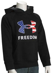 Under Armour Boy's Freedom Rival Pullover Hoody - Black / White - New - Picture 1 of 1