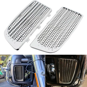 Chrome Radiator Grills & Screens Lower Fairing Twin Cooled For Harley 2014-2023 - Picture 1 of 15