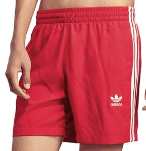 ADIDAS ORIGINALS ADICOLOR 3 STRIPES SCARLET SWIM SHORTS UK M-2XL LAST 4 NEW - Picture 1 of 6