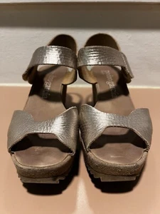 PEDRO GARCIA Fama Platform Wedge Sandals Metallic Leather Size US 9 Pre-owned - Picture 1 of 8