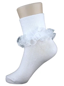 Miniccigirl White Ruffled Girl Socks (2 PK) - Picture 1 of 1