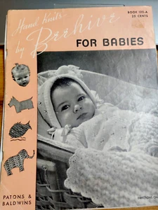 Hand Knits Beehive Babies Infant Toddler Layette Clothes Patons Baldwins VTG 40s - Picture 1 of 20
