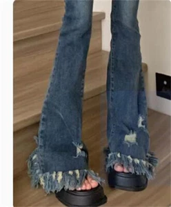 Women's Jeans High Waist Wide Leg Slim Loose Straight Leg Pants Trousers - Picture 1 of 12