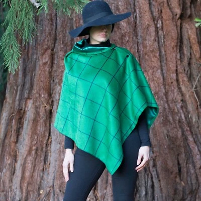 452. Handmade Green check tweed Cape Poncho - Image 1 of 4