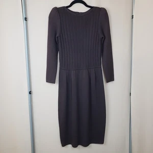 St John Sweater Dress Size Small Brown Santana Knit Knee Length Bodycon Classic - Picture 1 of 14