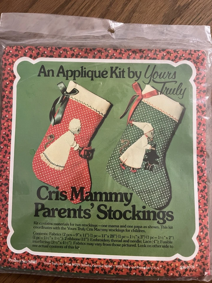 Appliqué Kit Yours Truly Cris Mammy Parents Stockings Christmas Materials - Image 1 of 4