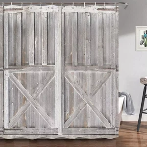 Tenda doccia bagno vecchia porta casale arredamento vintage con ganci 72 in - Foto 1 di 3