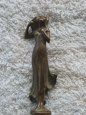 LOOK!!!! Art Nouveau Mini Bronze Female Sculpture 3" Tall - Small Masterpiece - Image 1 of 4