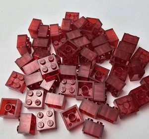 LEGO 2X2 Brick Translucent Red Block X50 Pack Bundle 3003 - Picture 1 of 2