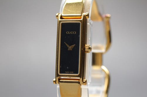 [Ecc+5] Orologio GUCCI 1500 Oro Quadrante Nero Quarzo Donna 12mm 16 5cm GIAPPONE