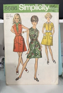 FREE SHIP! 8686 Simplicity Size 10 Sewing Pattern Misses 1970s - Picture 1 of 2