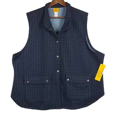 NEW $69 Ruby Rd. WEEKEND MOOD Quilted Snap Front Vest Plus Size 3X Blue - Image 1 of 4