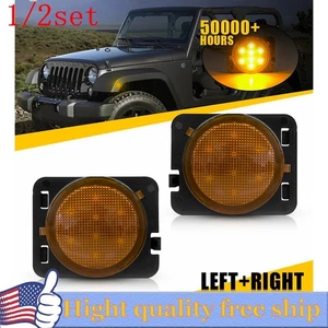 2/4/6 Amber LED Front Fender Flare Turn Signal Side Marker Light ForJeepWrangler - Picture 1 of 22