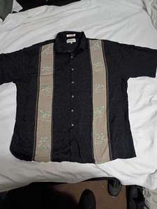 Campia Moda Shirt Mens XXL Black Hawaiian Rayon Button Up Short Sleeve Casual - Picture 1 of 10