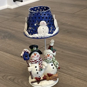 Kohls "Let It Snow" Metall Teelicht Kerzenhalter Lampe ~ Schneemann gebraucht. - Bild 1 von 16