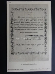 Welsh Historic Literature: A BIDDING NOTICE 1828 By Library of Wales - Picture 1 of 2
