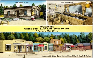 ROCKERVILLE, SOUTH DAKOTA - BLACK HILLS GOLD TOWN - MULTI-VIEW POSTKARTE - Bild 1 von 2