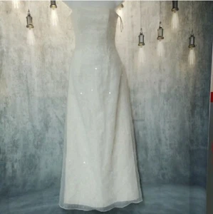 Jessica McClintock Wedding Dress Size 2 Strapless Sequin Maxi Dress - Picture 1 of 12