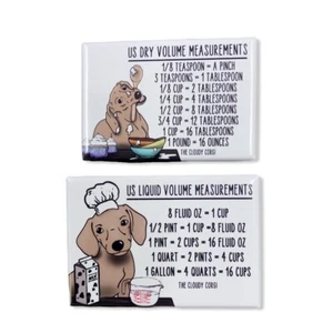 Cream Dachshund Dog Measuring Chart Magnet Set Kitchen Cooking and Baking Guide - Picture 1 of 10