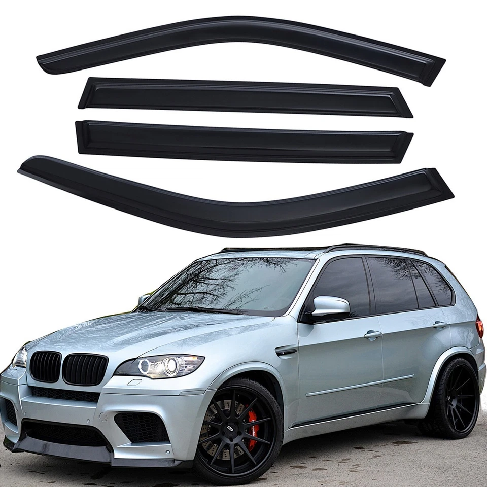 For 2007–2013 BMW X5 Tape-on Smoke Window Visors Rain Guards Side Wind Deflector - Изображение 1 из 4