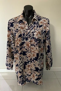KATIES Womens Shirt Blouse Size 10 Navy Blue Vintage 80s Oversized Long Sleeve - Picture 1 of 7