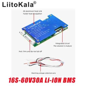 LIitoKala 16S-60V30A-BMS Polymer BMS 3.7V Same Port PCM 60V 20Ah Li-ion Battery - Picture 1 of 12