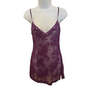 Victoria's Secret kurzes figurbetontes Nachthemd lila Blumenspitze Y2K - M - Bild 1 von 8
