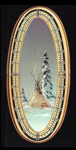 CRIBBAGE BOARD by Sharon Sharpe! "LONE TIPI & TREE'' - Picture 1 of 1