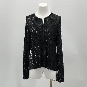 I.N.C international concepts sequined black crochet cardigan size L. - Picture 1 of 4