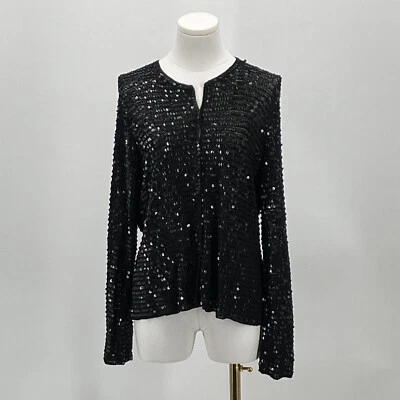 I.N.C international concepts sequined black crochet cardigan size L. - Imagem 1 de 4