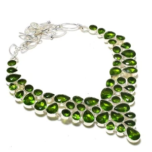 Peridot Gemstone Handmade 925 Solid Sterling Silver Jewelry Necklace For Women - Picture 1 of 6