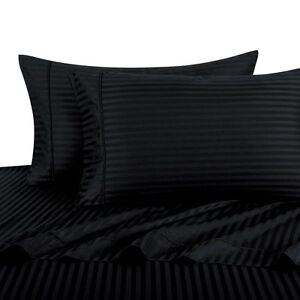 100% Egyptian Cotton 300Thread Count Sateen Stripe Damask Pillowcases set, Pair 