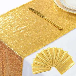 10 Pieces-12 X108 Gold-Sequin-Table-Runners Wedding Party Catering Event Gold Ta - Picture 1 of 6