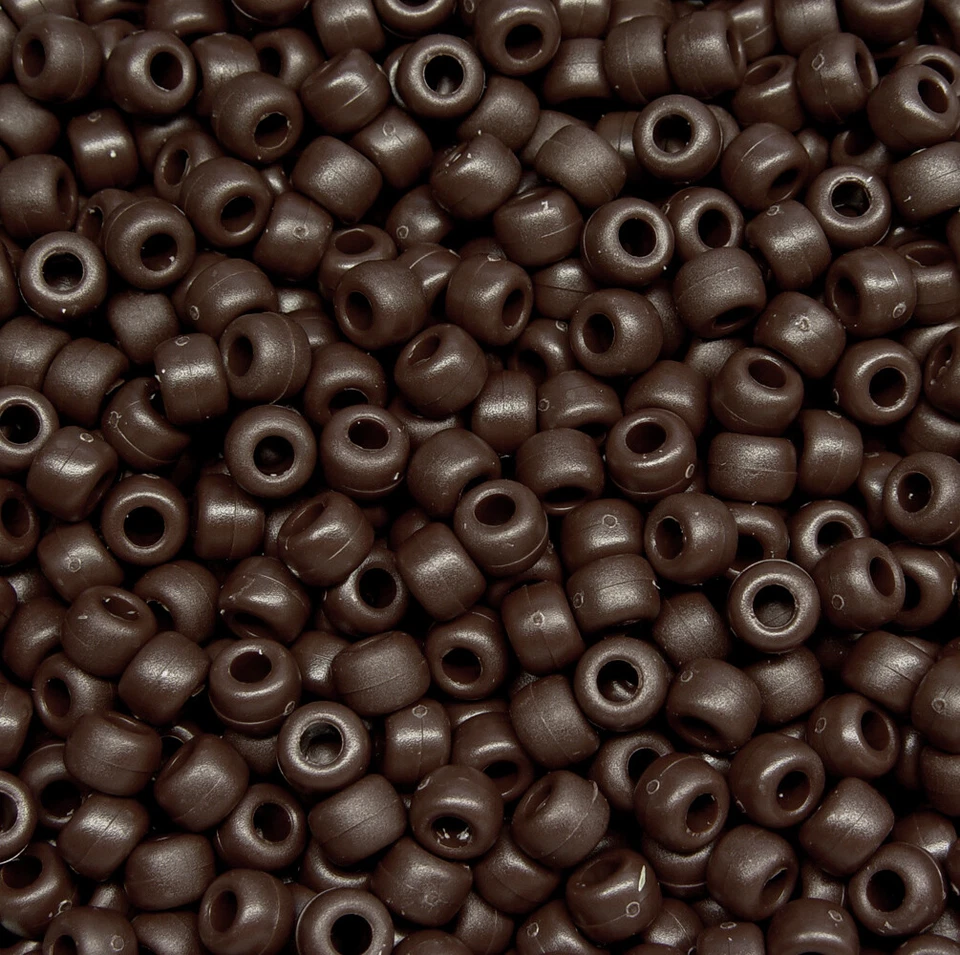 500 Matte Brown 9x6mm Pony Beads made in USA beading school church crafts - Image 1 of 1