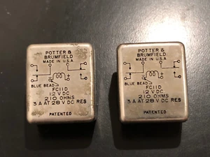 (2) Potter & Brumfield FC110 12 V DC 210 OHMS 3A AT 28 V DC RES - New Old Stock - Picture 1 of 2