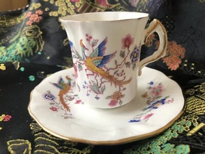 Taza y platillo vintage Hammersley Bone China Bird Of Paradise 1/2 taza Demitasse - Imagen 1 de 5