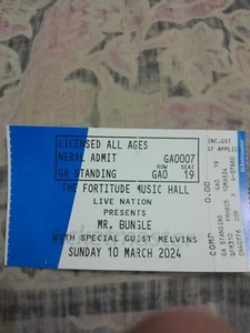 Mr. Bungle/Melvins Ticket Stub. Brisbane Fortitude Music Hall. 10th March 2024 - Picture 1 of 1