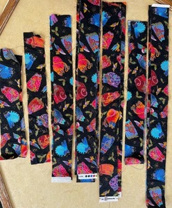 Laurel Burch Cotton Fabric~CATS+Xmas HOLLY on Black~in STRIPS~360"x2"~SEE - Picture 1 of 1