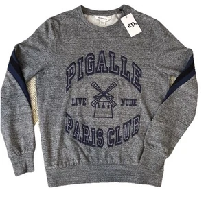 EP ElevenParis Men's Small Gray Pigalle Live Nude Paris Club Crewneck Sweatshirt - Picture 1 of 10
