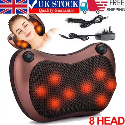 8 Kneading Electric Massagers Pillow Shiatsu Neck Back Lumbar Cushion Home Car